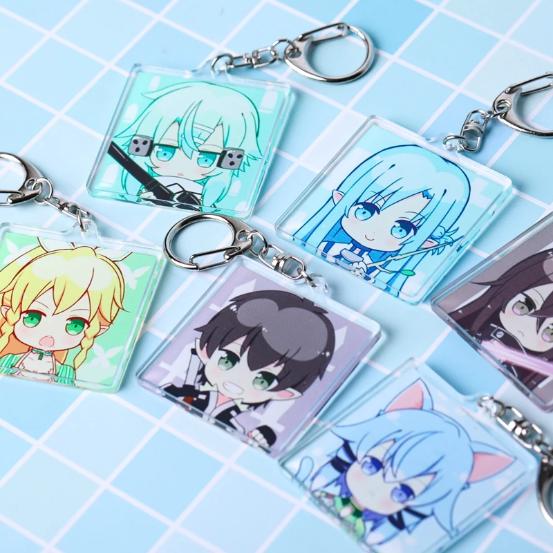 Аниме Сан меч искусство онлайн Yuuki Asuna Kirito Shino прозрачная акриловая фигурка брелок
