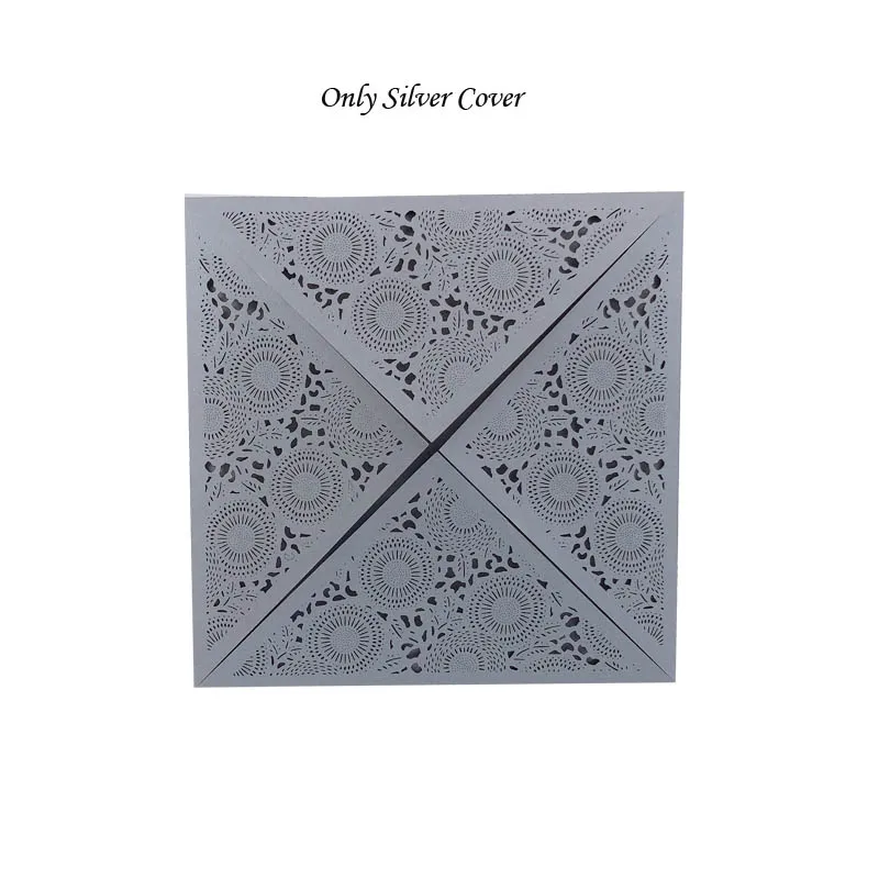 Only Silve Cover 1 шт., лазерная резка, роскошная Цветочная Свадебная пригласительная открытка, бумага, элегантные кружевные конверты, с принтом, свадебные украшения, вечерние принадлежности - Цвет: Only Silve Cover