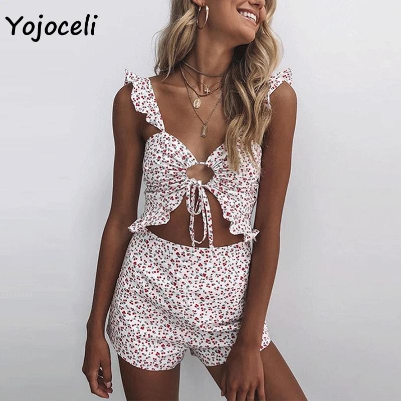 Yojoceli Симпатичные boho летние топы с принтом 2019 женские короткие рюшами рубашка |