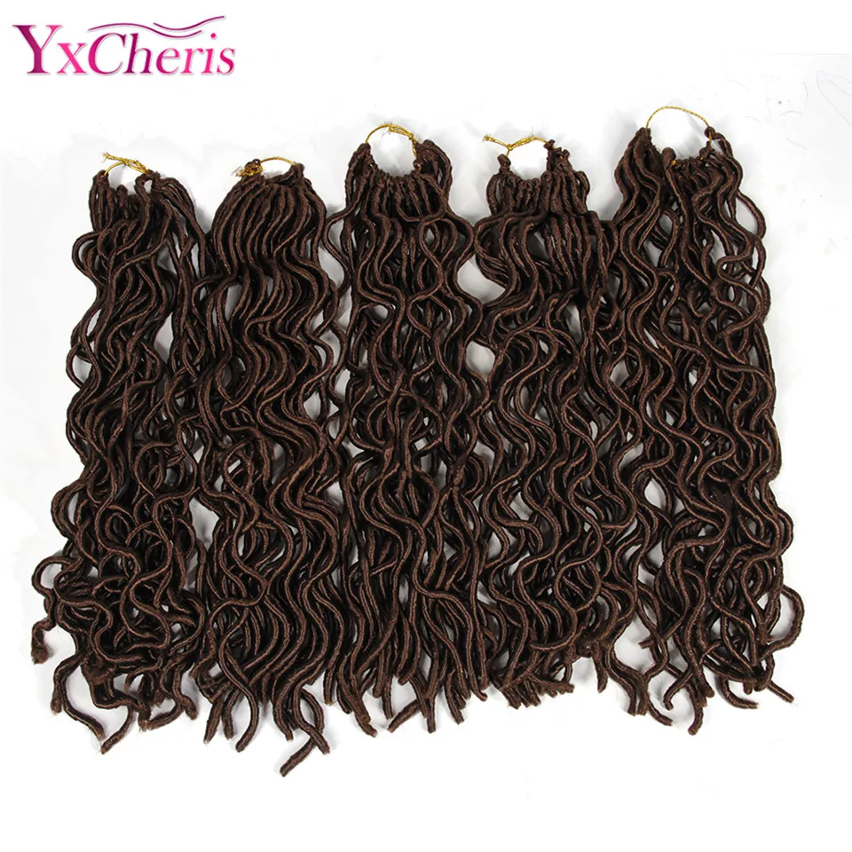 YxCherisHair 1" кудрявый вьющиеся Синтетические Искусственные локоны в стиле Crochet волос goddesss dreadlocs глубокий Волнистые искусственные локоны в стиле Crochet косы волосы для наращивания