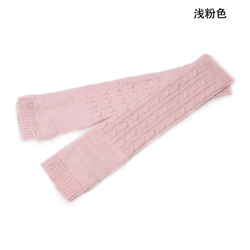 Pink Новые однотонные женские перчатки ручной вязки на запястье с длинным рукавом теплые зимние без пальцев вязаная рукавица - Цвет: Pink