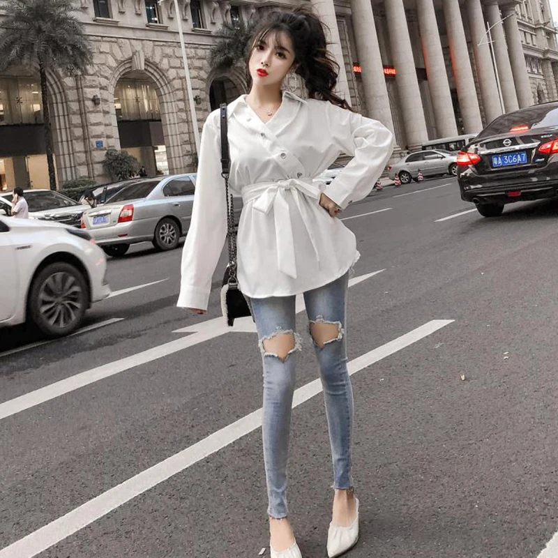 Узкие брюки до щиколотки с высокой талией женские джинсы на пуговицах карманами