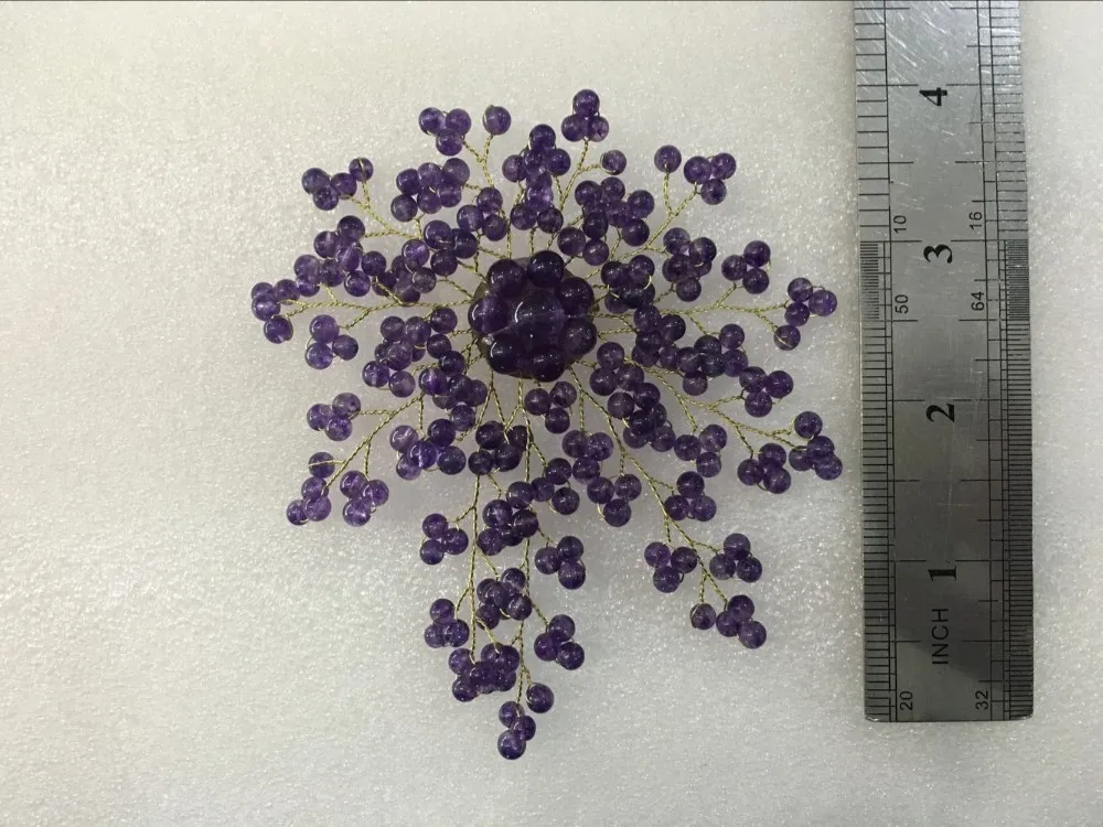 Новейший дизайн 4 дюйма мм пурпурные аметисты бусины брошь в форме цветка |