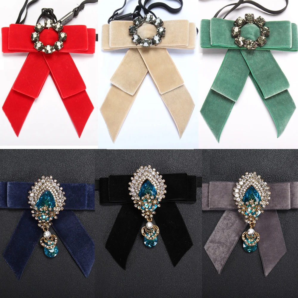 

Tailor Smith Crystal Women Bowtie Adult Unisex Retro Wedding Collar Wear Alloy Bow Ties Elastic Band Rhinestone Butterfly Bowtie