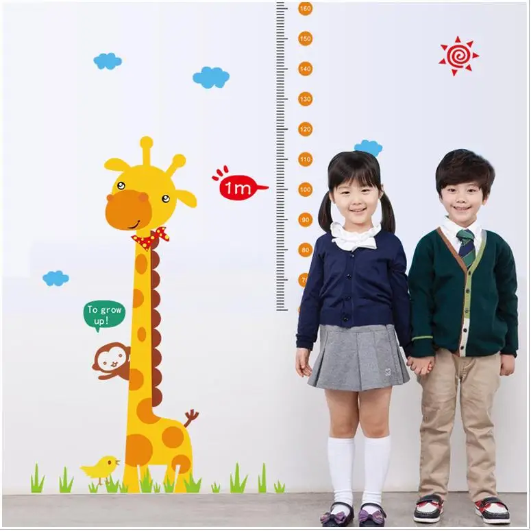 Мультяшные забавные Жирафы Высота наклейки рандомный домашний декор для детей и