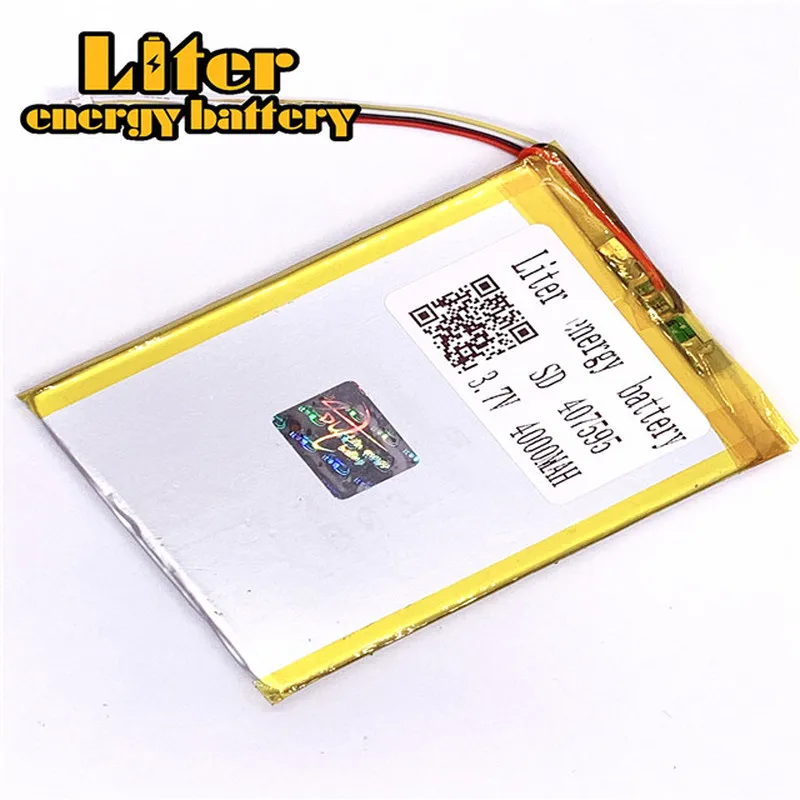 Разъем 1 0-4 P 3 7 V 407595 4000mah планшетный ПК дюймов MP4 MP5 литий-полимерный литий-ионный