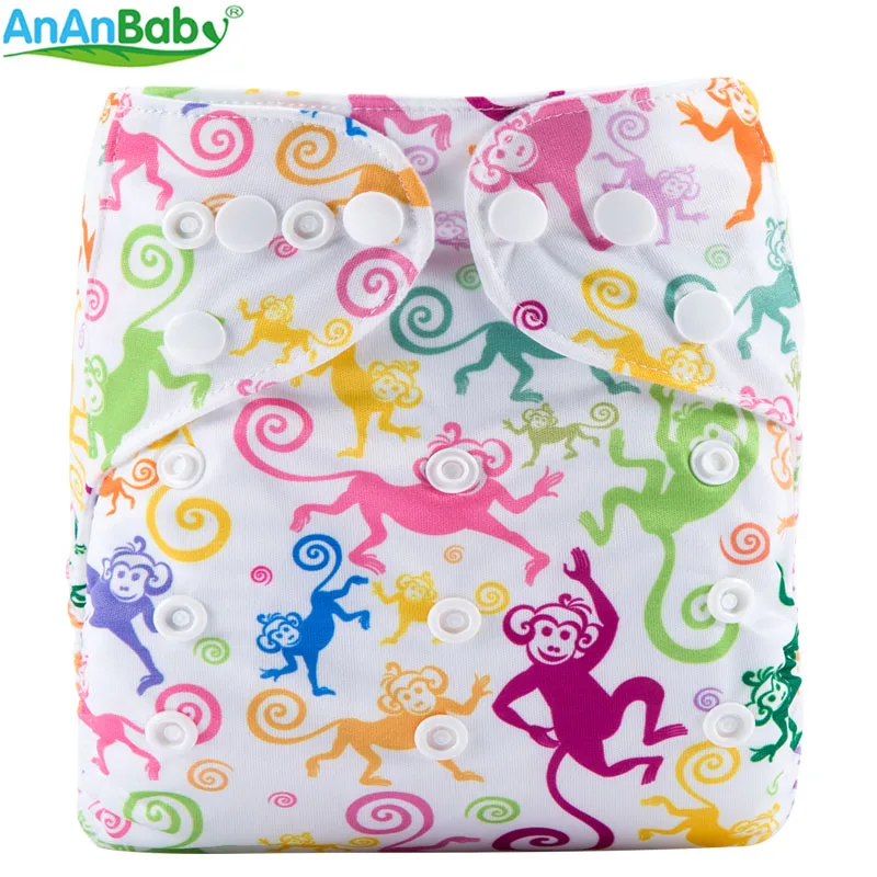 2018 Ananbaby Многоразовые моющиеся двухрядные защелки один размер цифровые принты