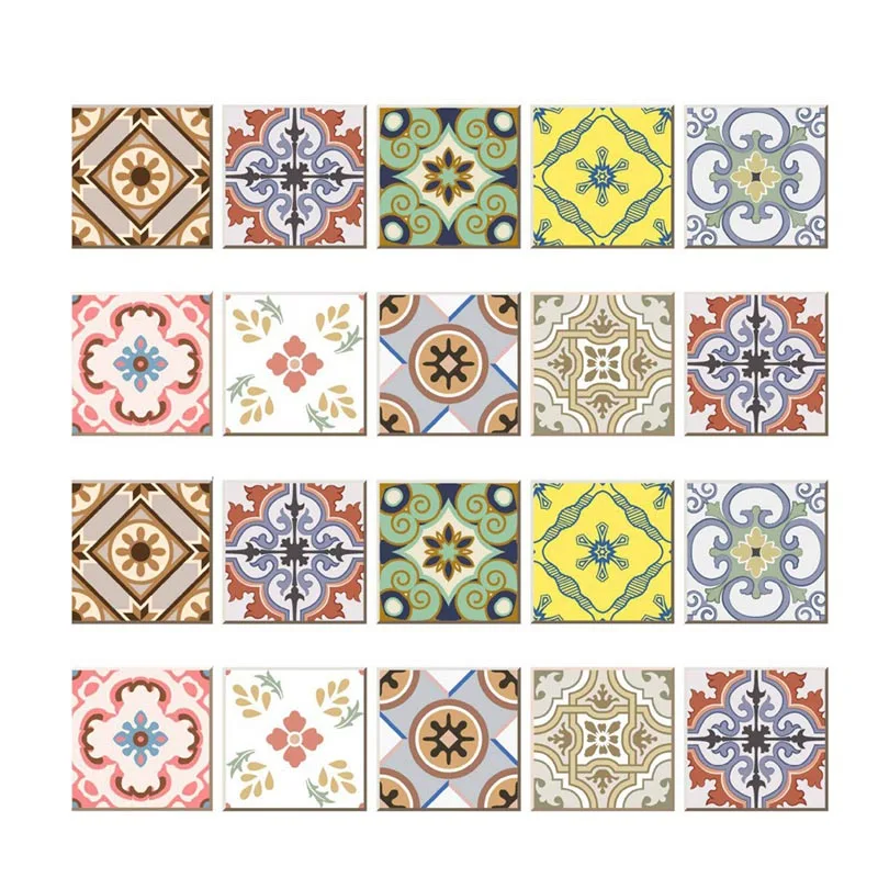 B 20pcs Наклейки на плитку 20 шт. в наборе, традиционные наклейки на плитку Талавера, наклейки на плитку для ванной и кухни, легко наносятся, просто отклеиваются - Цвет: B 20pcs