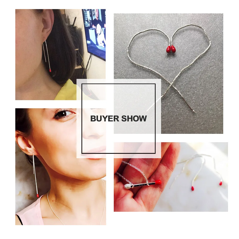 Женские серьги подвески из серебра 925 пробы с Красной глазурью|earrings for|earrings for
