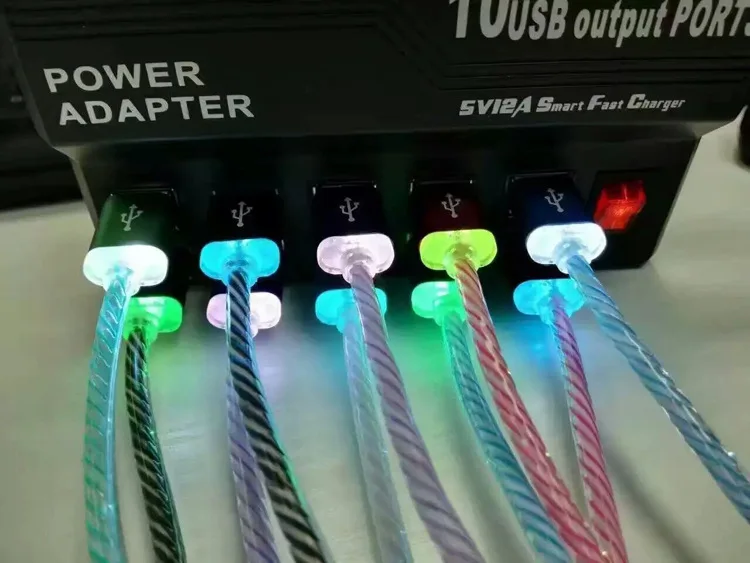 Светодиодный usb-кабель для зарядки и зарядки с подсветкой, кабель micro usb Micro USB/8 контактный кабель для зарядки для зарядка для айфона 5 X Xr 5s iPhone X samsung S4 S6 S7 xiaomi huawei зарядный провод