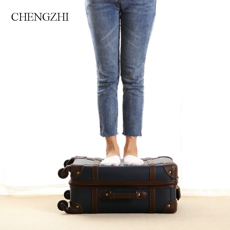 ЧЕНГЖИ Ретро Высокого Качества 20"24 Дюйма Женский Троллей Бортовой Чемодан на Колесах-Спиннер Водонепроницаемые Путешественники Сумки