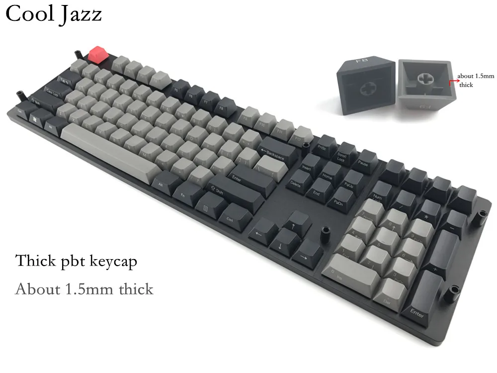 Крутой джаз черный серый смешанный Dolch толстый PBT 104 87 61 Keycap Mac ключи Вишневый профиль колпачки для MX Переключатель механическая клавиатура