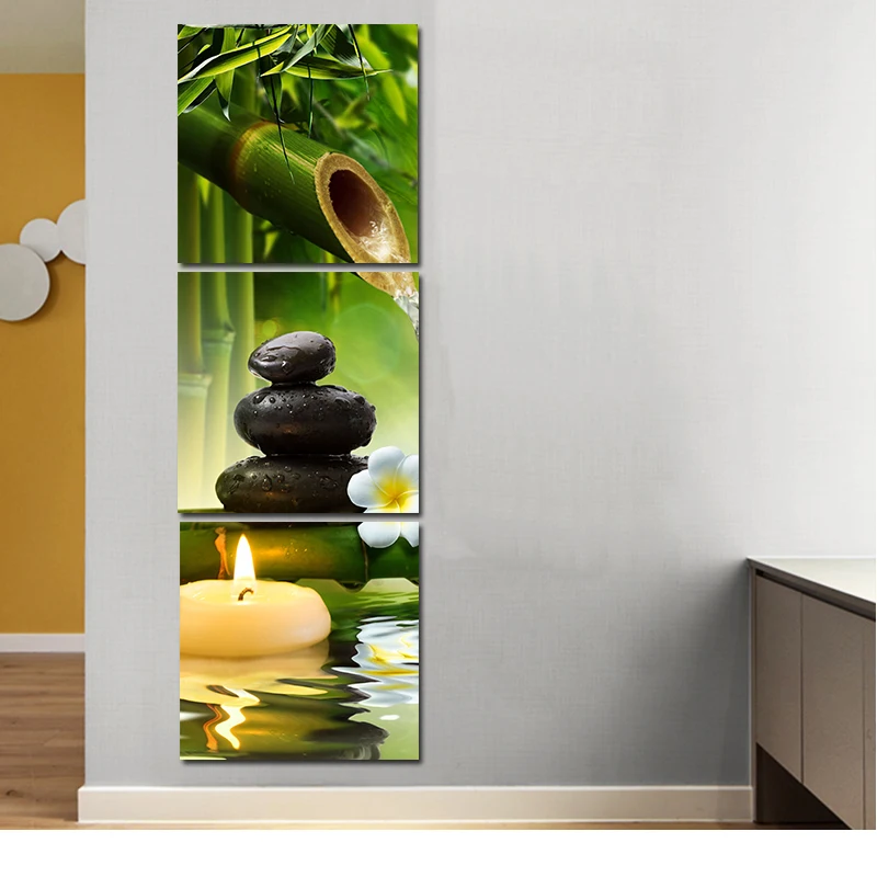 GOODECOR 3 панели настенная живопись камень для спа бамбук дзен живопись домашняя Печать на холсте картины для гостиной