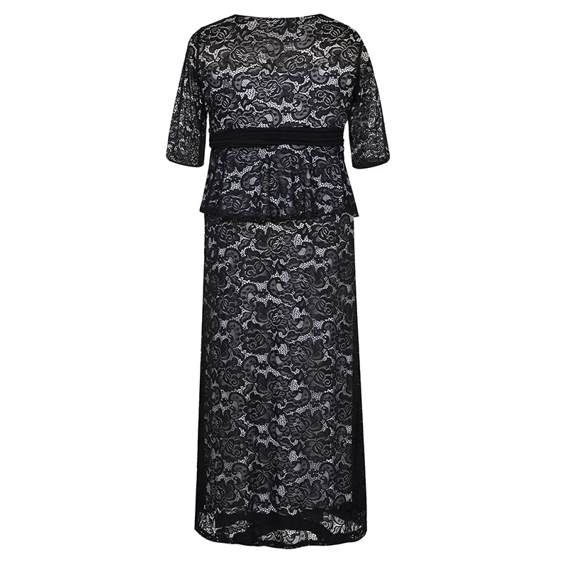 Женское кружевное платье Plusee Осеннее облегающее большого размера с круглым