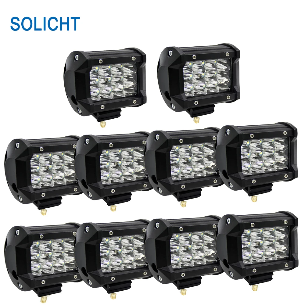 SOLICHT 10x4 дюймов 3 ряда Барра де led внедорожные 18 Вт автомобильные рабочие огни LED 4x4