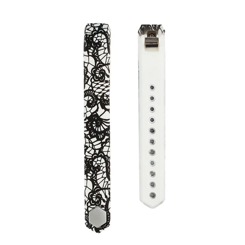 black lace Сменный ремешок для fitbit Ace/Alta HR, силиконовый ремешок на запястье с металлической застежкой, цветочный дизайн, большой/маленький - Цвет: black lace