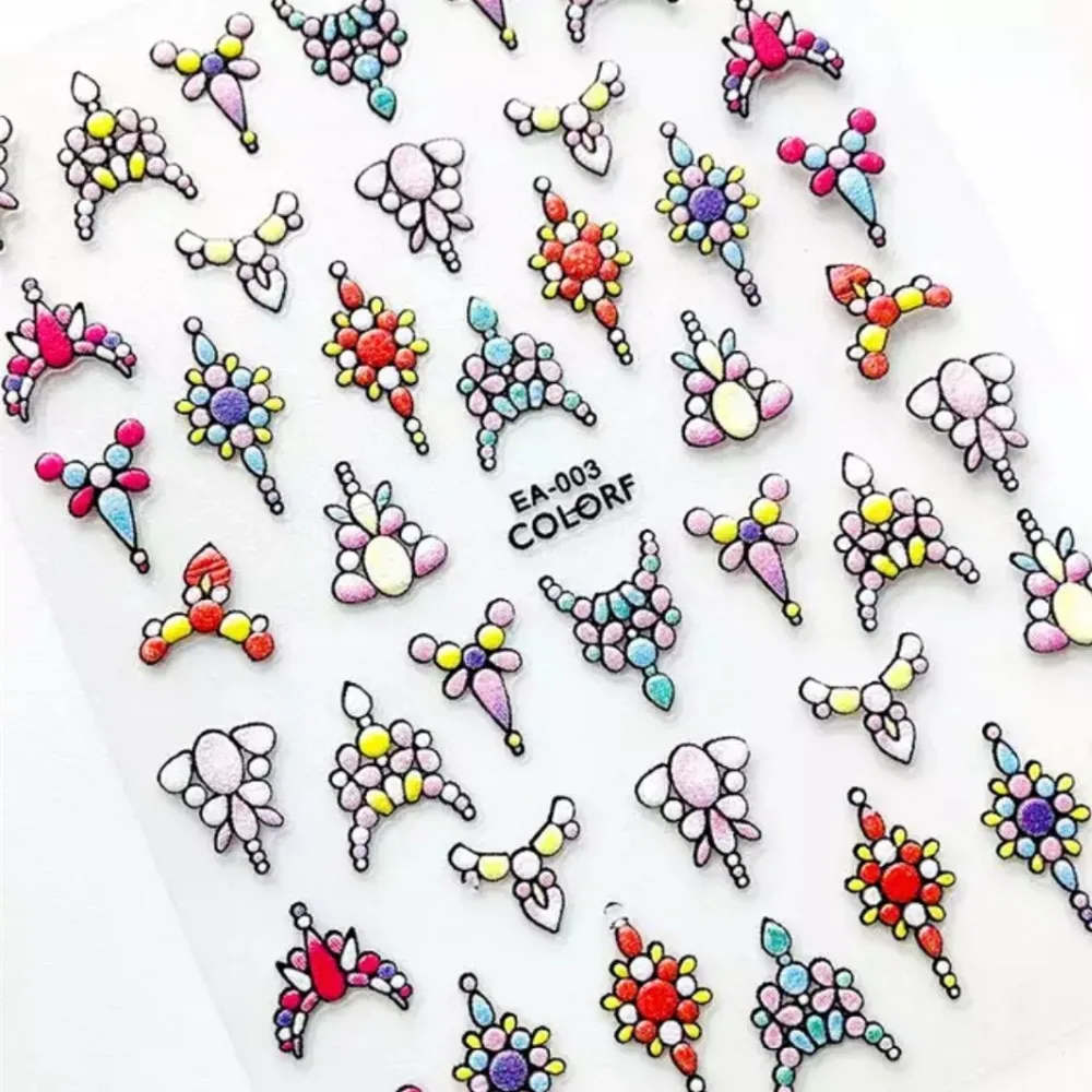 

Newest EA series 003 jewelry design 3d nail sticker back glue nail decals DIY decoration for nail accessory