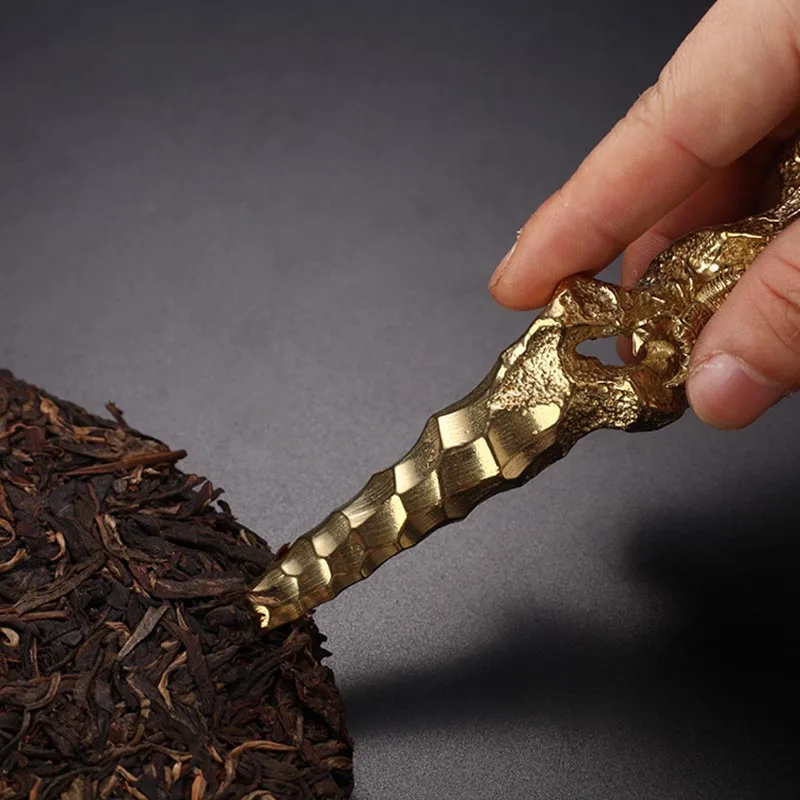 Индивидуальный китайский чайный нож ручной работы из чистой меди с золотыми