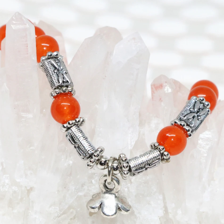 Натуральный красный браслет с круглыми бусинами растягивающийся для женщин 6 мм