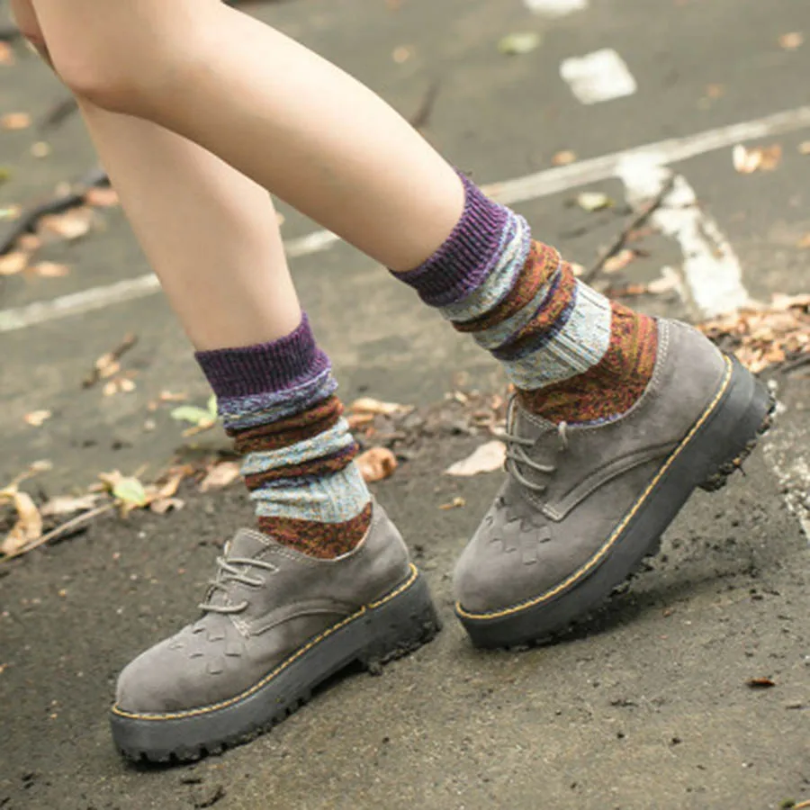 Женские толстые теплые носки [COSPLACOOL] хлопковые в стиле пэчворк с героями