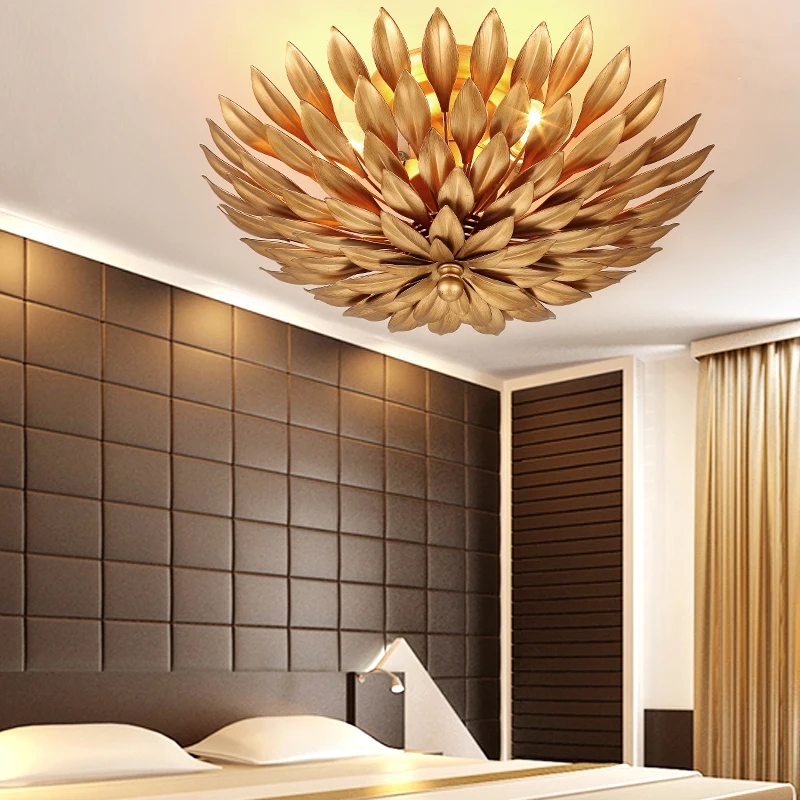 Современный потолочный светильник с золотыми листьями люстра для прихожей