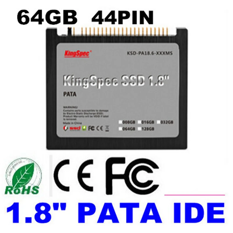 KingSpec 1.8 дюйм(ов) 44pin IDE PATA SSD 64 ГБ твердотельный диск MLC NAND флэш-памяти для ноутбука