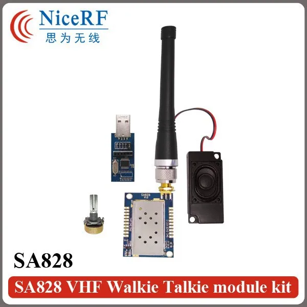 2 компл./лот SA828 1 W 30dBm все-в-одном VHF 134-174 MHz walky talky модуль с USB мост доска, антенна, динамик, поворотный переключатель