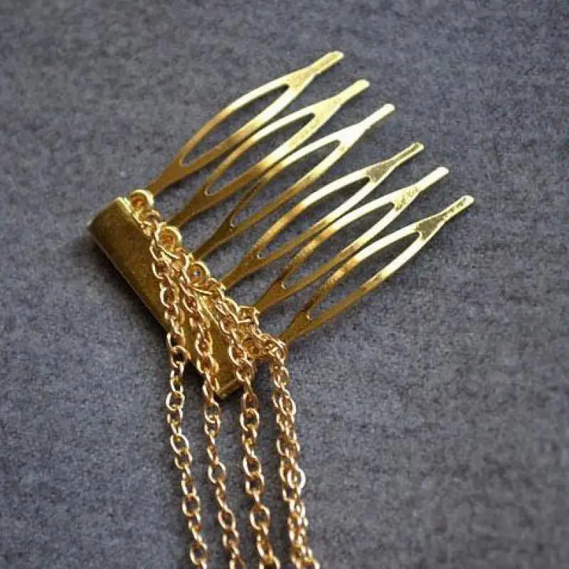 

1pc Cheap Marketing New Arrival Hair Comb Punk Long Metal Tassel Headdress Female Chain Comb Hair Trim Hairpin For Ladies Gift