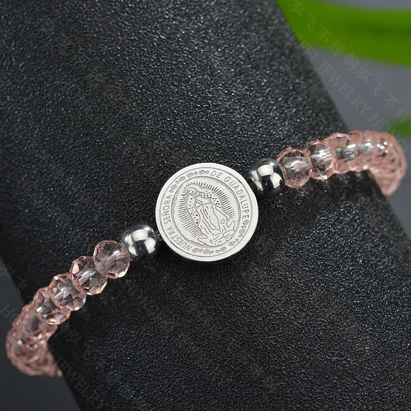 Религиозный браслет из нержавеющей стали для девственной матери зеркальный