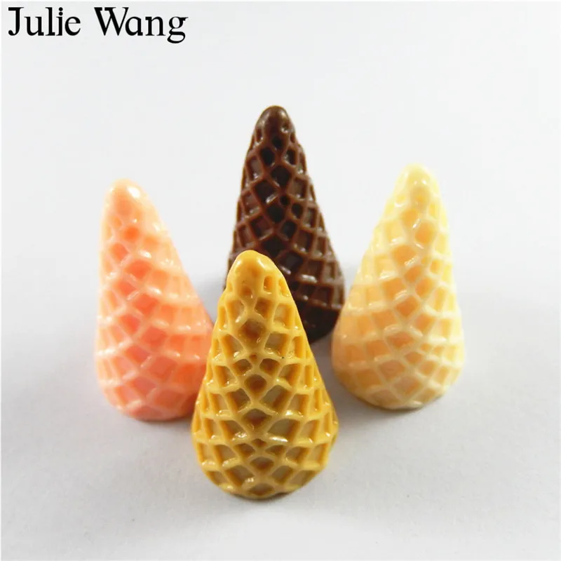 Julie Wang, 10 шт., 4 цвета, смола, мороженое, конус, подвески, подвески, украшения, изготовление ювелирных изделий, ожерелье, браслет, аксессуар - Окраска металла: Mixed Colors