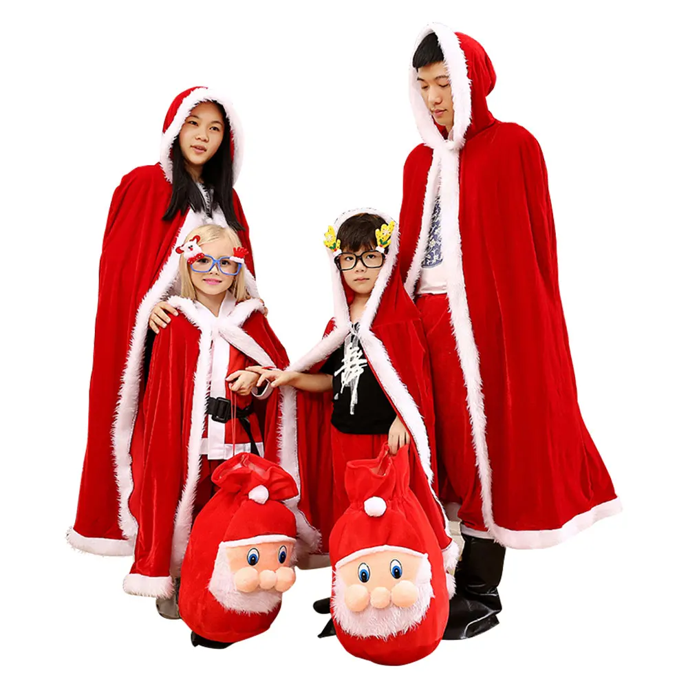 Рождественская накидка для взрослых и детей одежда Санта Клауса Золотая