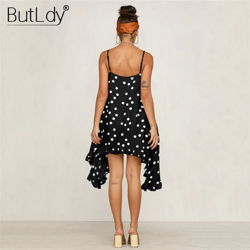 Женское пляжное платье в горошек с оборками свободное повседневное богемное без