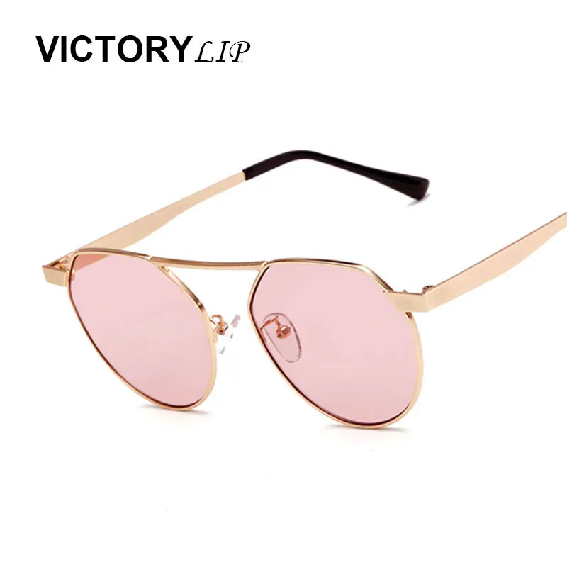 VictoryLip Round Flat Top Sunglasses Women 2017 Cool New Fashion Brand Designer UV400 Sun Glasses Female Metal Frame | Аксессуары для