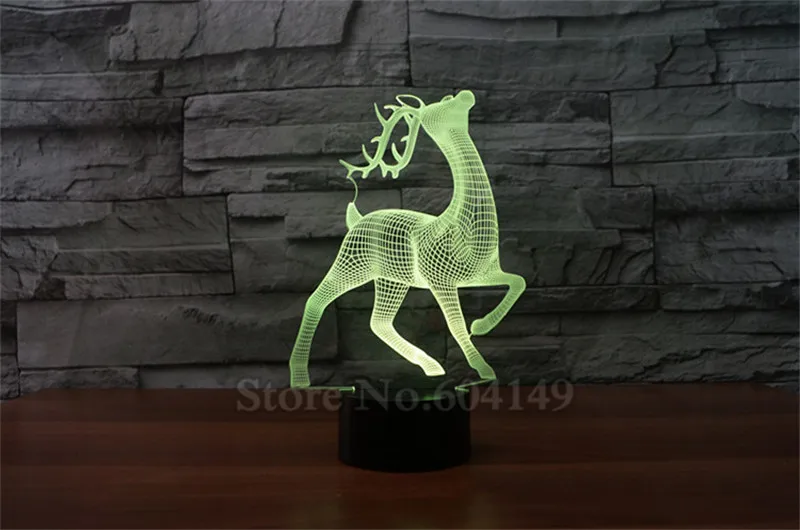 Детское освещение игрушка 3D ночник лось, олень мультфильм олень 3D окружающий свет акриловая Спальня Декор светодиодный стол Lampara сенсорный переключатель