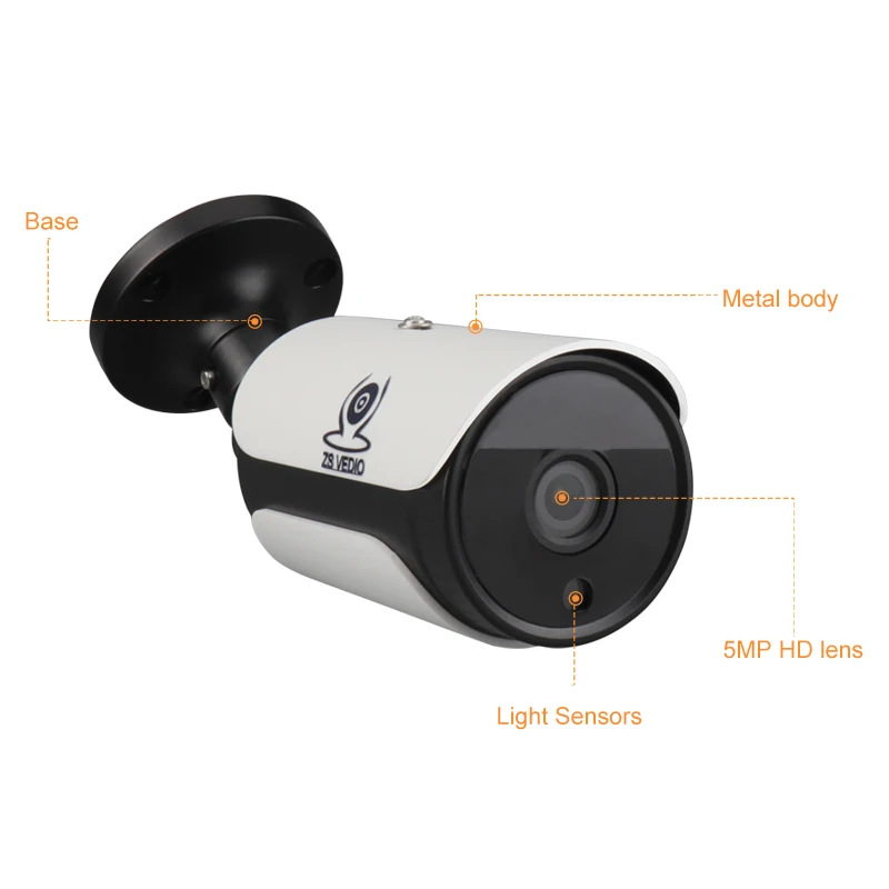 ZSVEDIO H.265 48v POE 5.0MP IP Camera Low Stream UHD CCTV Cam Waterproof Outdoor Surveilence Monitor Security Seetong FTP | Безопасность