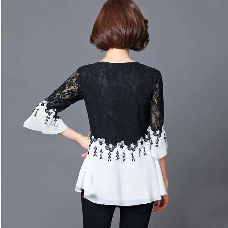 Женская шифоновая Футболка с рукавами-колокольчиками свободная футболка