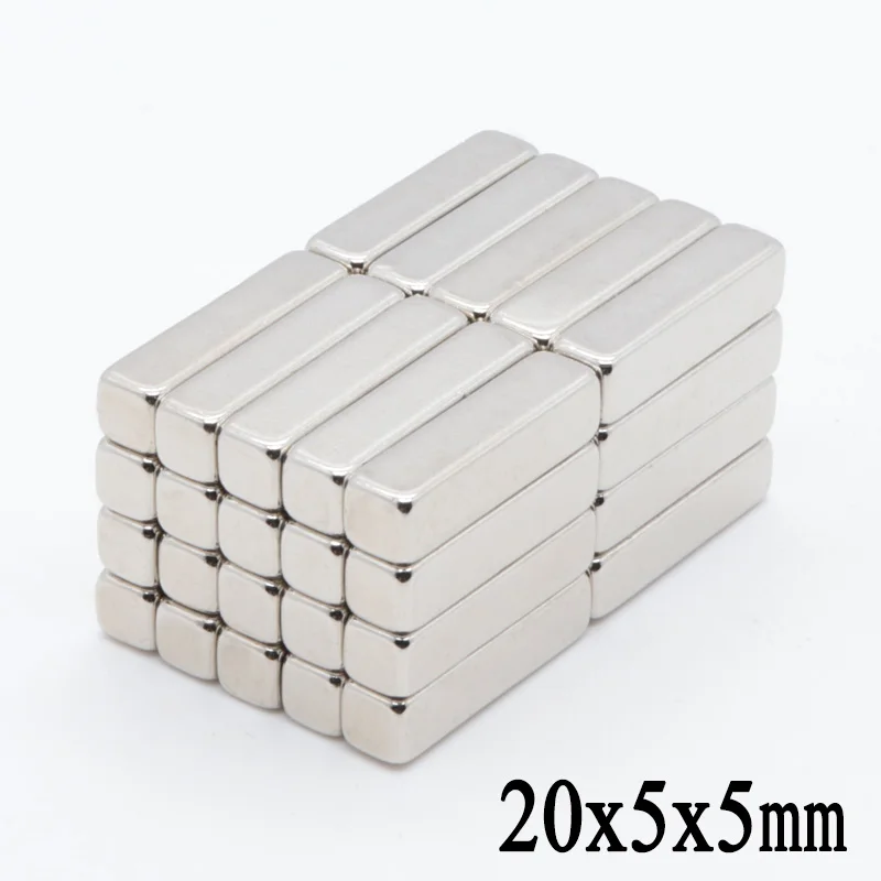 50 шт. 20*5*5 кубоид 20x5x5 мм супер сильный N52 Высокого Качества Редкоземельные Магниты