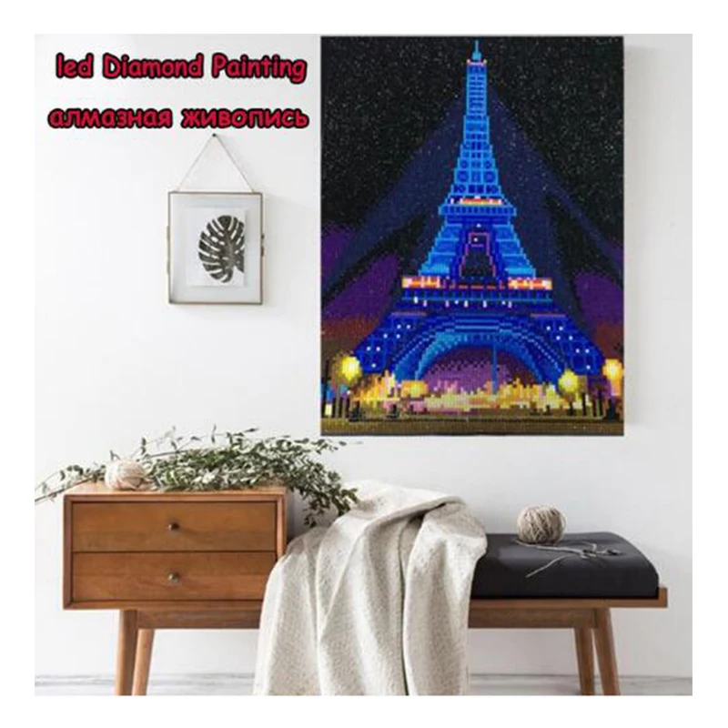 Светодиодный круглый светильник полная выкладка 5D DIY алмазная живопись 30x40 см