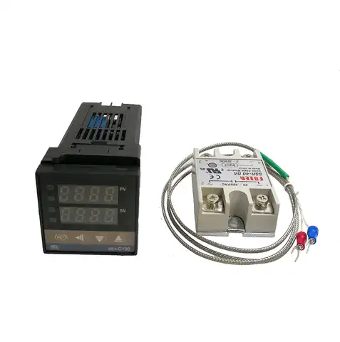 Цифровой регулятор температуры REX-C100, термостат PID, термометр SSR 40DA, твердотельное реле K, термопара, зонд, радиатор