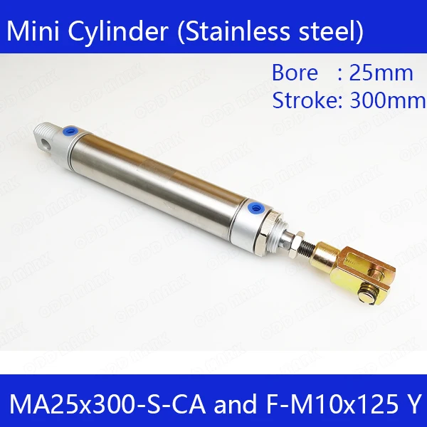 

MA25X300-S-CA Free shipping Pneumatic Stainless Air Cylinder 25MM Bore 300MM Stroke MA25*300 Double Action Mini Round Cylinders