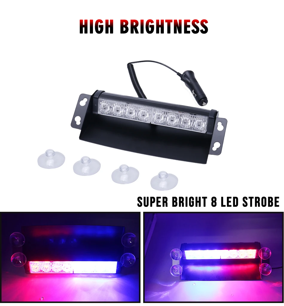 8 led Предупреждение ющий стробоскоп-светильник для мотоцикла, сигнальные сигналы поворота, синий красный мигающий автомобильный универсальный аварийный автомобиль- HLXG