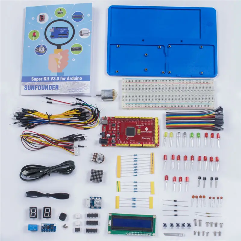Стартовый набор SunFounder Project Super V3.0 с платой Mercury и учебной книгой для Arduino UNO R3 Mega 2560 |
