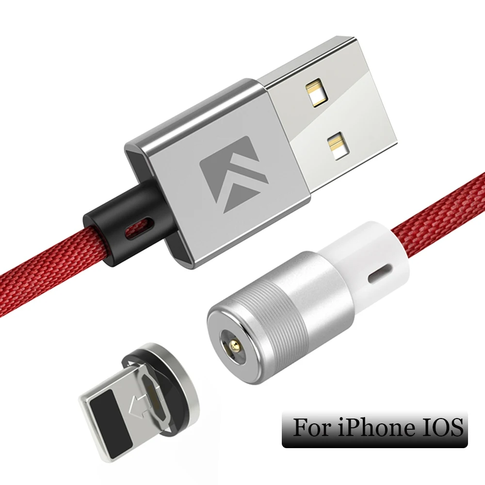 Магнитный светодиодный кабель FLOVEME с разъемом типа C для iPhone 7, 5S, SE, 5 В, 2 А, магнитный кабель для зарядки samsung a5, Oneplus 6, 5t - Цвет: For Lightning Red