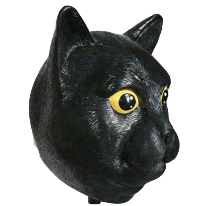 

Quality Black Cat Masks Fancy Dress Rubber Latex Full Face Animal Mask for Halloween Party