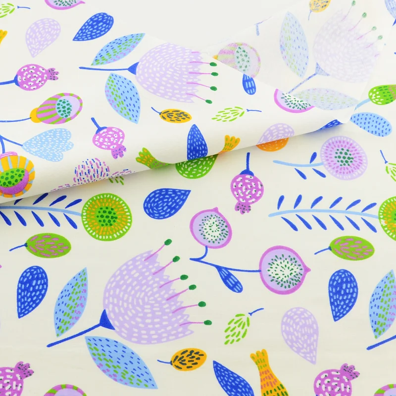 Blue Flower Cotton Fabric Quilting Patchwork Scrapbooking Home Textile Decoration Bedding Clothing Doll Sewing Cloth Teramila|sewing cloth|flower