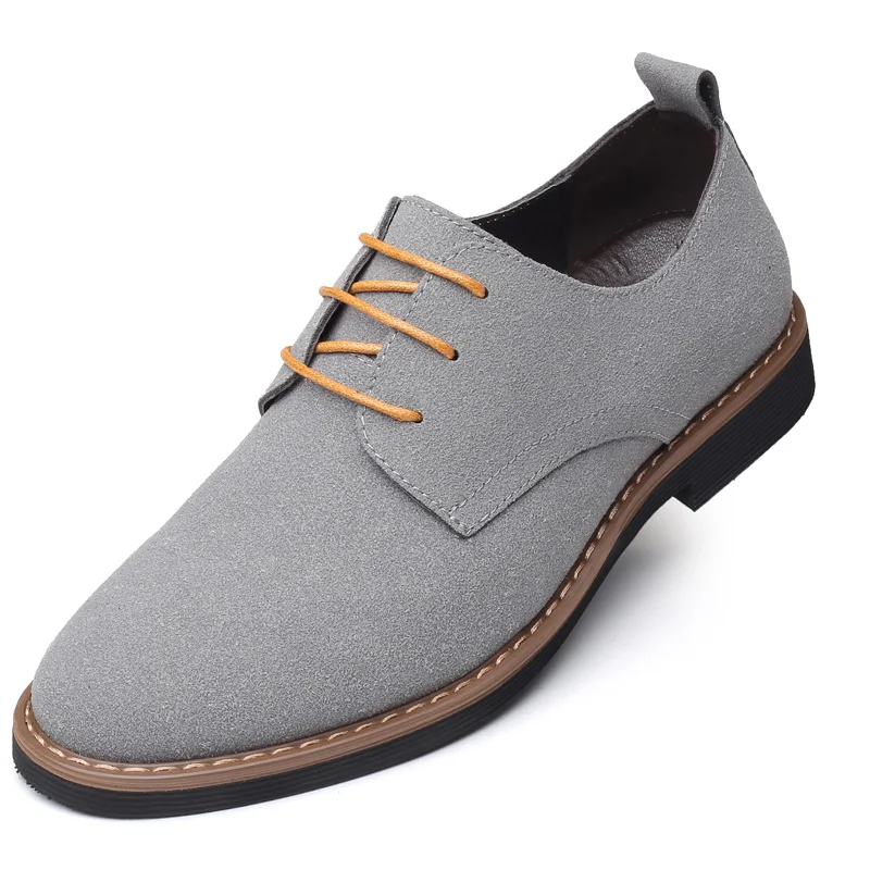 Grey men flats ROXDIA/брендовые Модные Мужские модельные туфли из флока мужские повседневные туфли-оксфорды на плоской подошве мужские лоферы на шнуровке для работы размера плюс 39-48, RXM116 - Цвет: Grey men flats