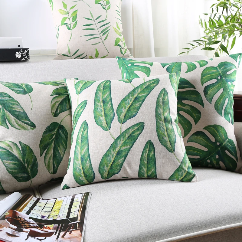 Tropical Pillow Cover Cushion Case Vintage Green Jungle Leaves Home Decorective 45x45cm/30x50cm | Дом и сад
