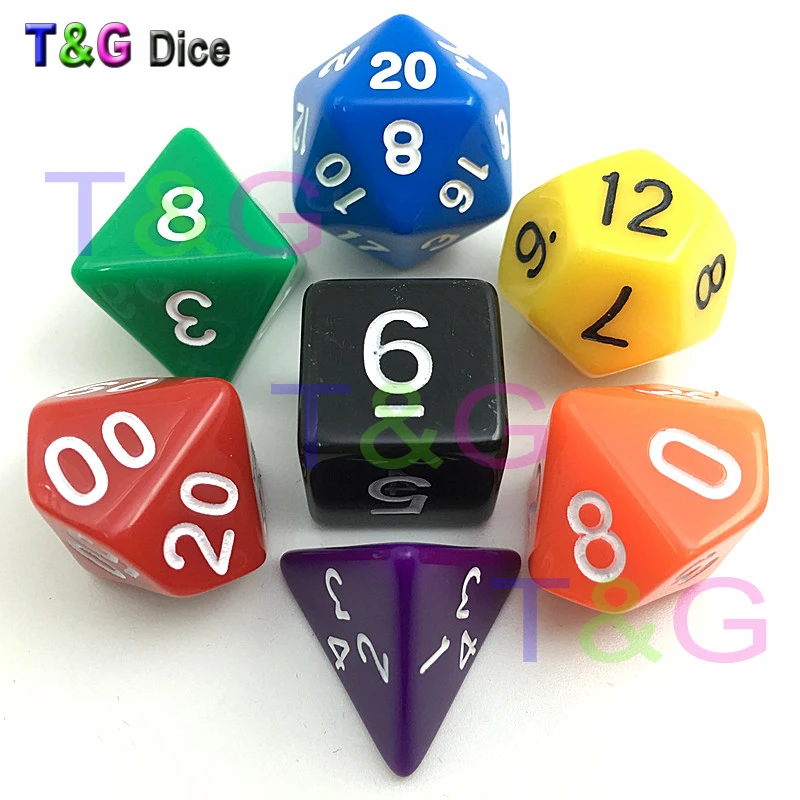Оптовая продажа новые цветные игральные кости D4 D6 D8 D10 % D12 D20 каждый случайный цвет