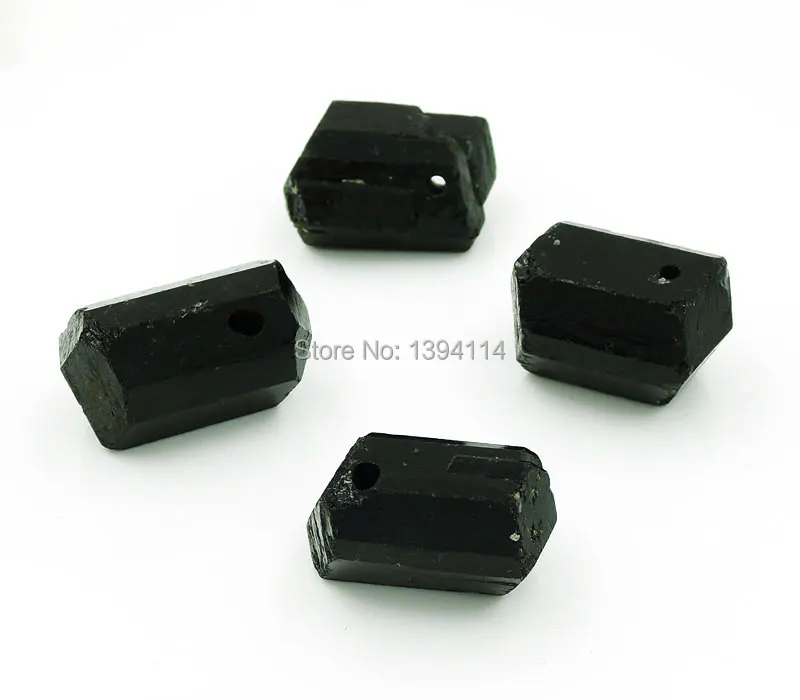 Подвеска из натурального черного турмалина перфорированная Шестигранная