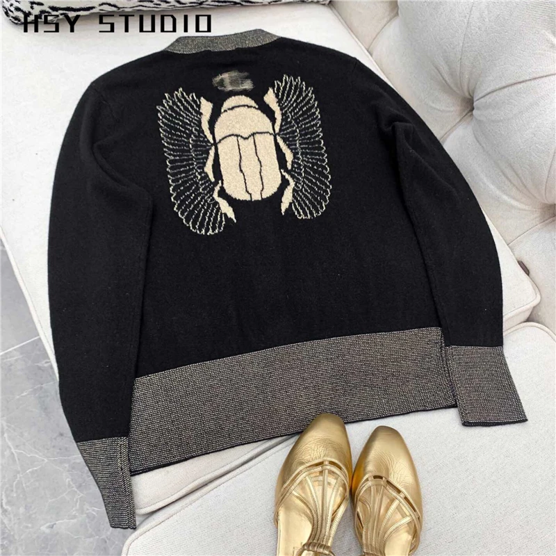 【HSY studo】 2019 Осень Новый элегантный женский цех Серый кардиган с длинным рукавом